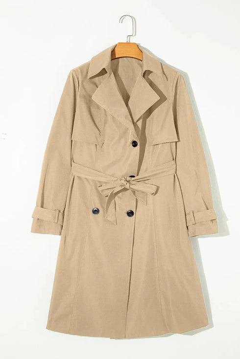 'Sagebloom' Buttoned Long Sleeve Trench Coat - Celes Fashion